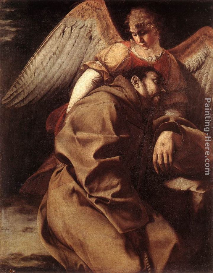 St Francis Supported by an Angel painting - Orazio Gentleschi St Francis Supported by an Angel art painting